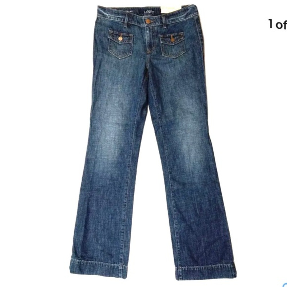 LOFT sz 18 medium blue Modern Slim Through the Hip mid rise wide leg jeans pants